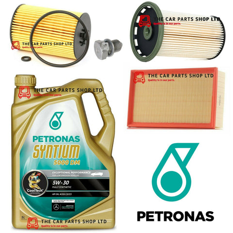 SERVICE KIT FOR GOLF GTD WITH PETRONAS 5W30 OIL WITH AIR OIL AND FUEL FILTER OE