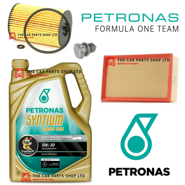 SERVICE KIT FOR GOLF GTD WITH PETRONAS 5W30 OIL + NEW AIR FILTER OIL FILTER PLUG