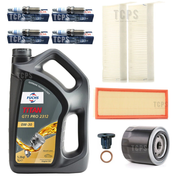 FOR PEUGEOT 308 GT-LINE 1.2 PETROL 2013> FULL SERVICE KIT WITH BOSCH SPARK PLUGS