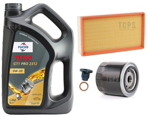 FOR PEUGEOT 308 GT-LINE 1.2 PETROL 2013> SERVICE KIT 5L 0W-30 & AIR OIL & PLUG