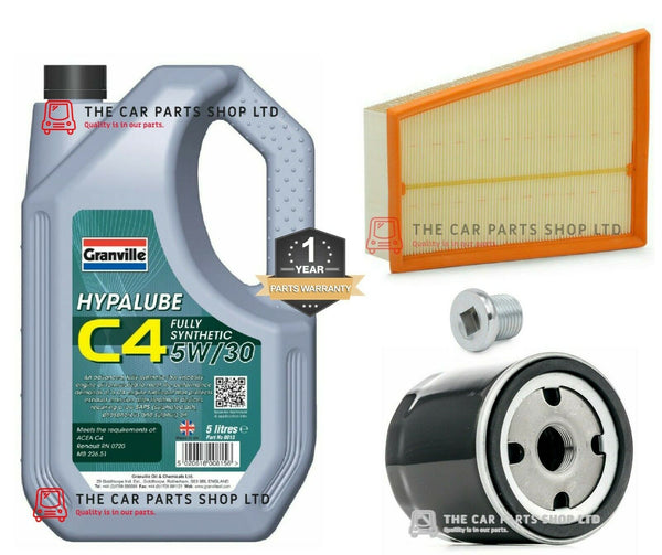 FOR RENAULT MEGANE 1.5 DCI DYNAMIQUE SERVICE KIT 5L C4 OIL & 2 FILTERS AIR & OIL