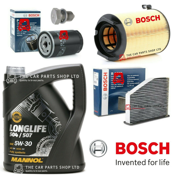 FITS AUDI A3 1.6 PETROL 2005-2013 BOSCH SERVICE KIT 5L 507 & AIR OIL CABIN BOSCH