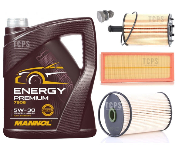FOR VW GOLF MK6 2.0 TDI SERVICE KIT 5L 5W30 LONGLIFE + AIR FUEL OIL PLUG