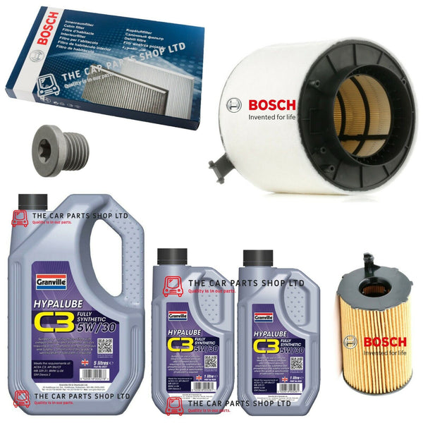FOR AUDI A4 3.0 TDI MK4 PREMIUM BOSCH SERVICE KIT 7L GRANVILLE & AIR CABIN OIL