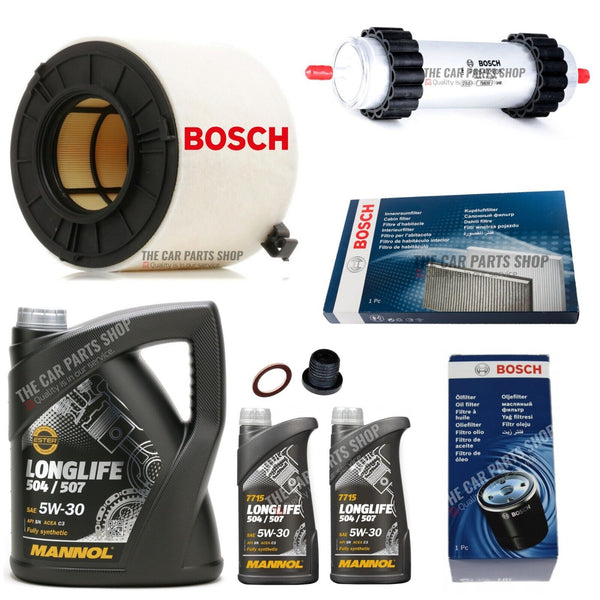 FOR AUDI A4 3.0 TDI MK5 15-20 BOSCH SERVICE KIT 5L  5W30 & AIR OIL FUEL CABIN