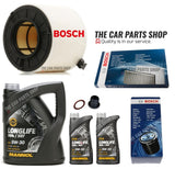 FOR AUDI A4 3.0 TDI MK5 15-20 BOSCH SERVICE KIT 5L LONGLIFE & AIR OIL CABIN