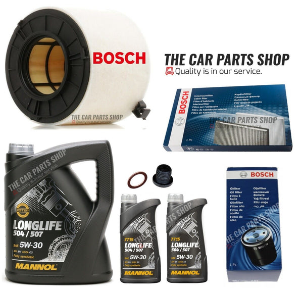 FOR AUDI A4 3.0 TDI MK5 15-20 BOSCH SERVICE KIT 5L LONGLIFE & AIR OIL CABIN