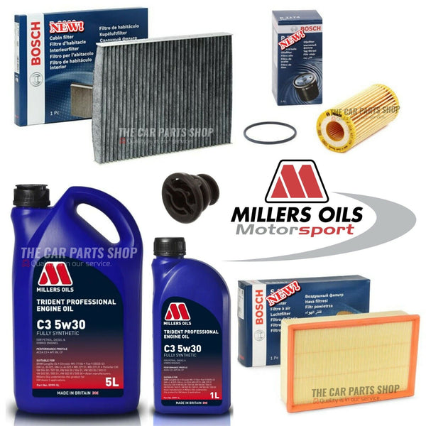 FOR VW GOLF GTI 2.0 PETROL MK7 2012> BOSCH SERVICE KIT 6L OIL & AIR OIL CABIN