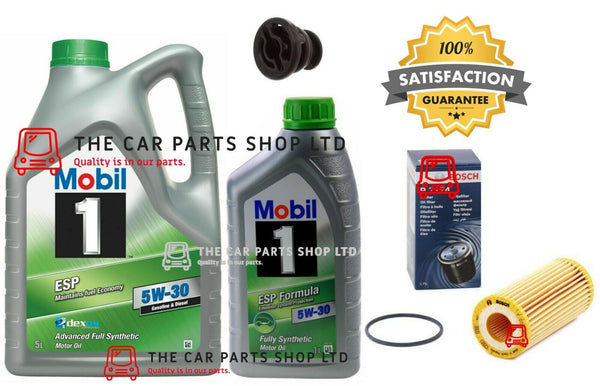 FOR VW GOLF GTI MK7 BOSCH SERVICE KIT 6L MOBIL 1 OIL & BOSCH OIL FILTER & PLUG