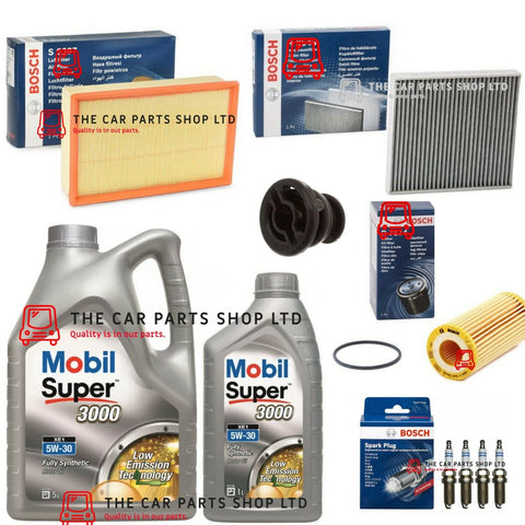 TO FIT VW GOLF GTI 2012> MOBIL BOSCH SERVICE KIT 6L 3000 5W30 + FILTERS + PLUGS