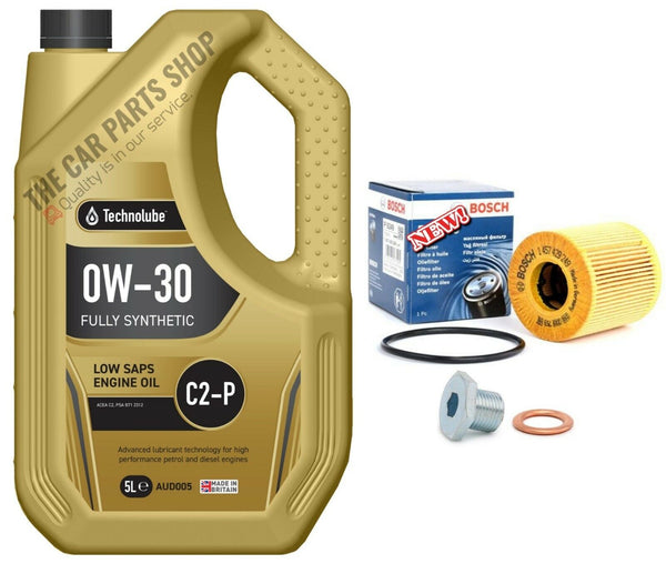 FITS PEUGEOT 208 1.4 PETROL 12-19 BOSCH SERVICE KIT BOSCH OIL FILTER 5L OIL OE