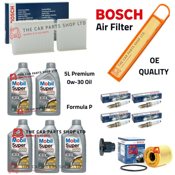 FITS PEUGEOT 208 1.4 12-19 FULL BOSCH SERVICE KIT + MOBIL FORMULA P 0W-30 5L OEM