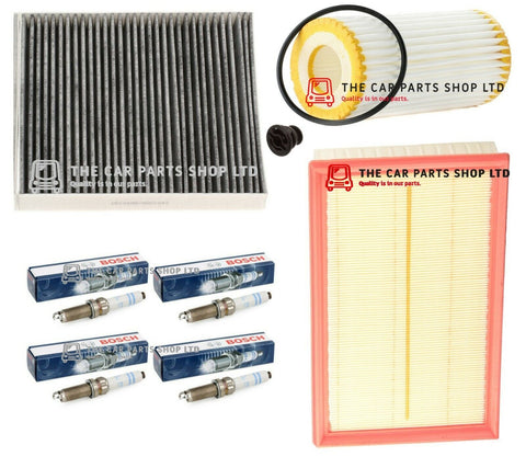 FOR VW GOLF R MK7 COMPLETE FILTER REPLACEMENT KIT WITH BOSCH PLUGS NEW