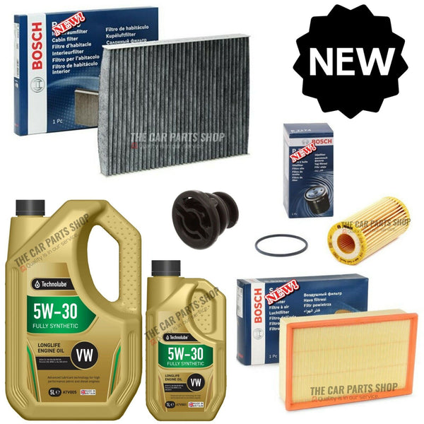 FOR VW GOLF R 2.0 PETROL BOSCH SERVICE KIT 6L OIL & BOSCH AIR OIL POLLEN & PLUG