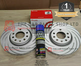 FOR AUDI A4 MK3 2004> FULLY COATED GROOVED FRONT BRAKE DISCS & BREMBO PADS
