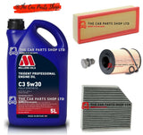 FOR AUDI A4 2.0 DIESEL (B8) SERVICE KIT WITH 5L MILLERS & AIR POLLEN OIL PLUG
