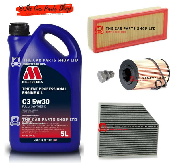 FOR AUDI A4 2.0 DIESEL (B8) SERVICE KIT WITH 5L MILLERS & AIR POLLEN OIL PLUG