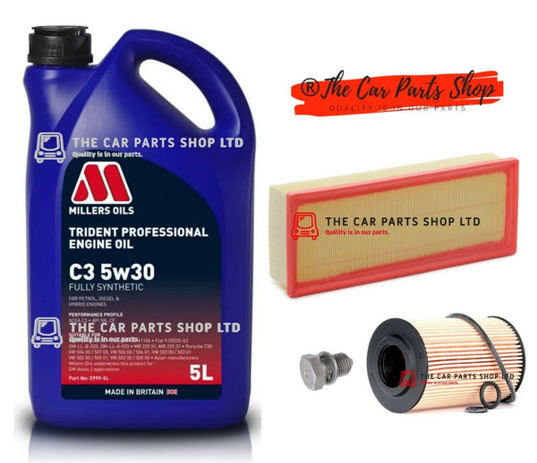 FOR AUDI A4 2.0 DIESEL (B8) SERVICE KIT WITH 5L MILLERS OIL & OIL AIR FILTER KIT