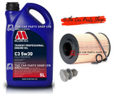 FOR AUDI A4 2.0 DIESEL (B8) SERVICE KIT 5L MILLER'S 5W-30 PREMIUM OIL & FILTER