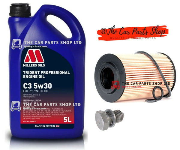 FOR AUDI A4 2.0 DIESEL (B8) SERVICE KIT 5L MILLER'S 5W-30 PREMIUM OIL & FILTER