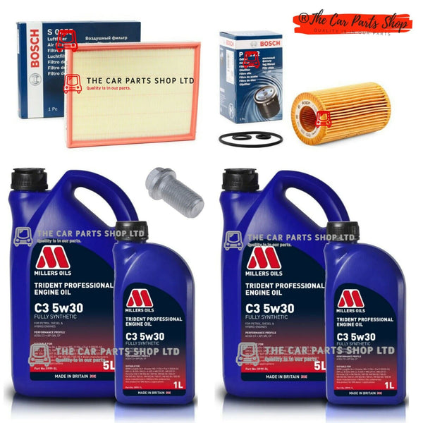 FOR MERCEDES SPRINTER BOSCH SERVICE KIT 12L MILLERS & BOSCH OIL AIR FILTER PLUG