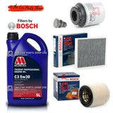 FITS AUDI A1 1.4 TFSI MK1 BOSCH SERVICE KIT 5L MILLERS OIL + AIR OIL POLLEN KIT