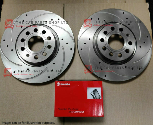 FOR TOYOTA AVENSIS 2.2 T4 D-4D FRONT DRILLED AND GROOVED DISCS & BREMBO PADS