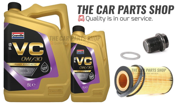 TO FIT VOLVO C70 D5 2.4 MK2 SERVICE KIT 6L 0W30 OIL & NEW OIL FILTER + SUMP PLUG