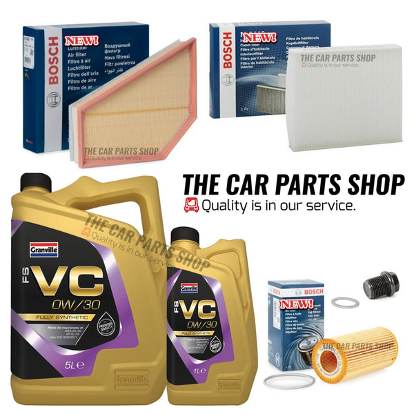 BOSCH SERVICE FOR VOLVO C70 D5 2.4 MK2 6L 0W30 OIL & BOSCH AIR POLLEN OIL OEM