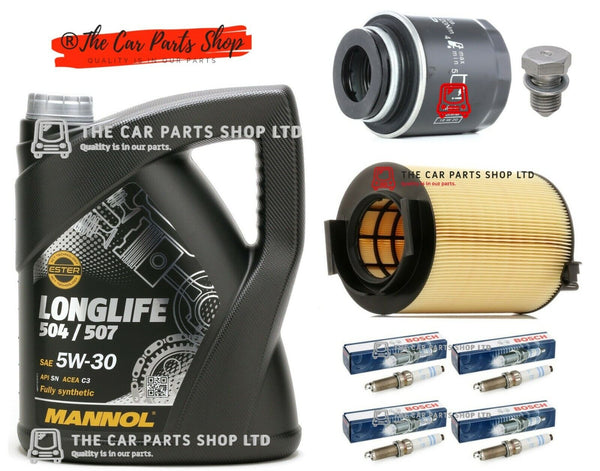 FOR VW SCIROCCO 1.4 PETROL MK3 SERVICE KIT 5L 507 + 2 FILTERS + BOSCH PLUGS X 4