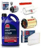 FOR VOLKSWAGEN SCIROCCO 1.4 PETROL 2009> BOSCH KIT 5L MILLERS OIL 4 FILTERS KIT