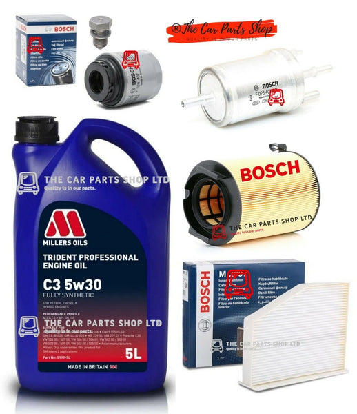 FOR VOLKSWAGEN SCIROCCO 1.4 PETROL 2009> BOSCH KIT 5L MILLERS OIL 4 FILTERS KIT
