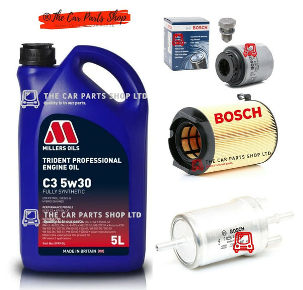FOR VOLKSWAGEN SCIROCCO 1.4 PETROL 2009> BOSCH KIT FUEL OIL AIR PLUG & 5L OIL