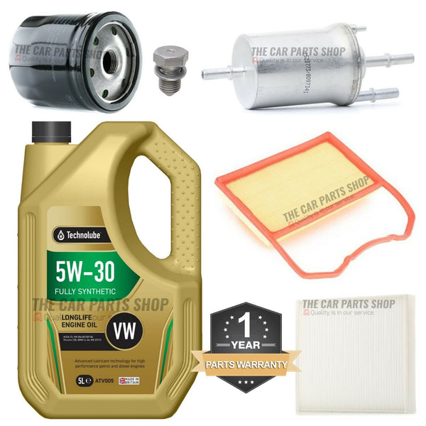 FOR VW POLO 1.0 PETROL MK5 FULL SERVICE KIT 5L 5W30 OIL & AIR FUEL OIL CABIN