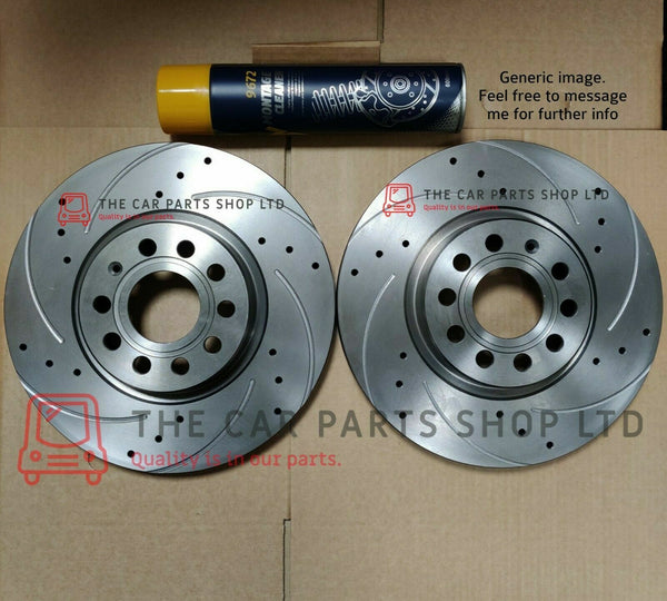 FITS MINI COOPER S 2.0 F55 DRILLED + GROOVED FRONT AXLE BRAKE DISCS PAIR