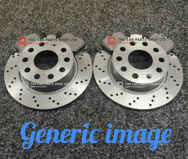 FOR MINI COOPER S F55 REAR DRILLED DISCS AND REAR PADS - NEW SENSOR INCLUDED