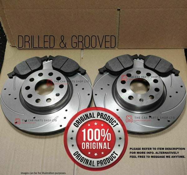 FOR MINI COOPER S F55 FRONT DRILLED AND GROOVED BRAKE DISCS 294MM & PADS SENSOR