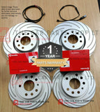 FOR MINI COOPER S 2.0 F55 FULL COATED GROOVED DISCS & BREMBO PADS & SENSORS INC
