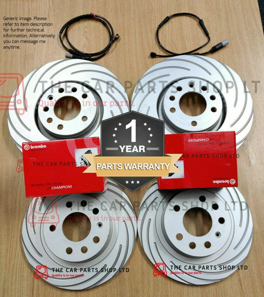 FOR MINI COOPER S 2.0 F55 FULL COATED GROOVED DISCS & BREMBO PADS & SENSORS INC