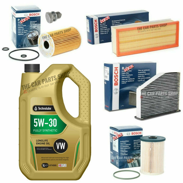 FOR VW GOLF MK5 GT TDI FULL BOSCH SERVICE KIT 5L OIL & BOSCH FULL KIT NEW
