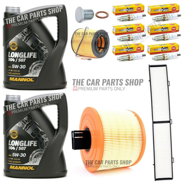 FOR BMW 325 MSPORT 3.0 E93 FULL SERVICE KIT 10L OIL & AIR OIL CABIN & PLUGS NGK