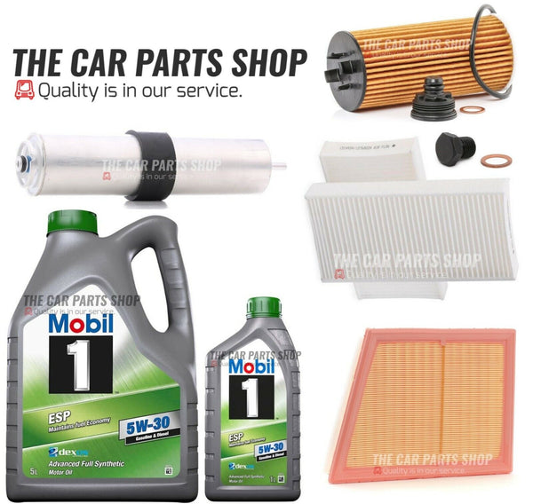 TO FIT BMW 220D 2.0 MSPORT F45 6L MOBIL 5W30 & ALL FILTERS & SUMP PLUG OE PARTS