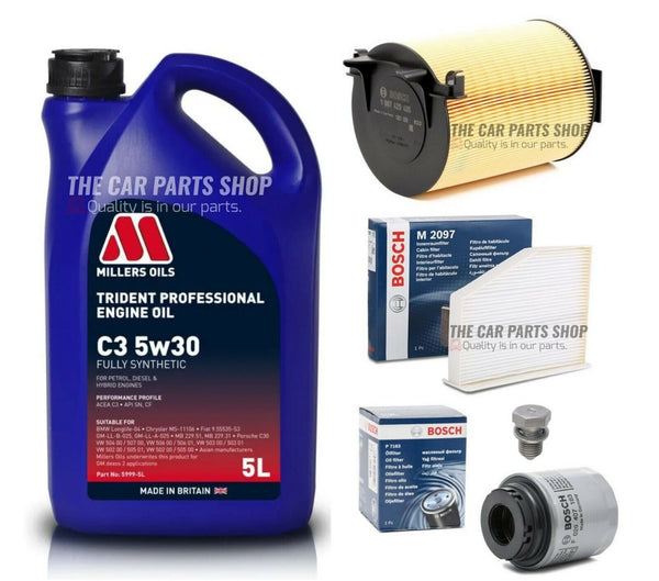 FOR VW GOLF 1.4 TSI MK6 FULL BOSCH SERVICE KIT 5L MILLERS & BOSCH AIR OIL CABIN