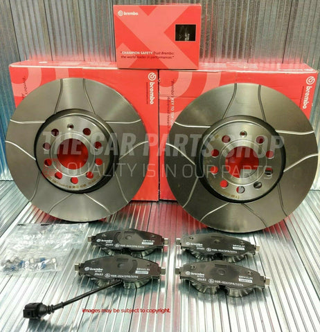 FOR VW GOLF GTI MK7 GENUINE BREMBO MAX FRONT DISCS AND BREMBO XTRA PADS