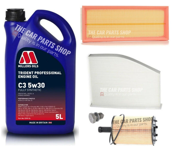 MILLER'S SERVICE KIT FOR VW GOLF 2.0 GT TDI 5L MILLERS + POLLEN AIR OIL + PLUG
