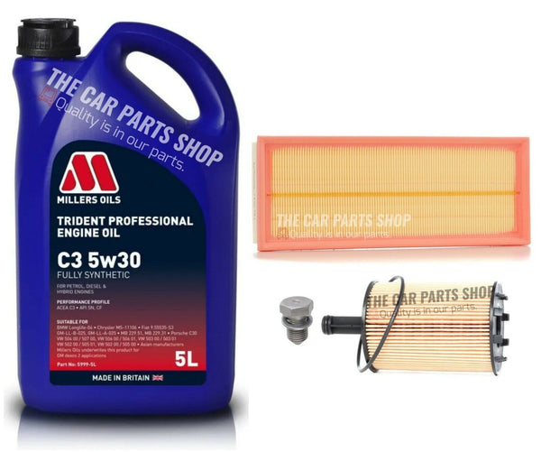 MILLER'S SERVICE KIT FOR VW GOLF 2.0 GT TDI 5L 5W30 MILLER'S & AIR OIL FILTER