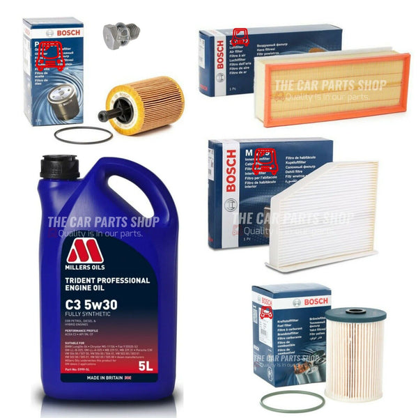 BOSCH SERVICE KIT FOR VW GOLF 2.0 GT TDI MK6 5L MILLERS & ALL BOSCH FILTERS PACK
