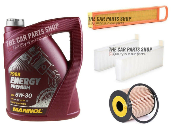 SERVICE KIT FOR PEUGEOT 3008 1.6 PETROL 5L MANNOL & AIR OIL CABIN FILTER KIT
