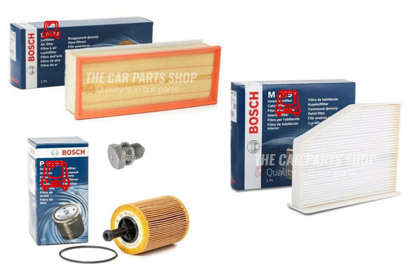 BOSCH SERVICE FILTER KIT FOR VW GOLF 2.0 GT TDI MK6 AIR OIL CABIN AND PLUG NEW