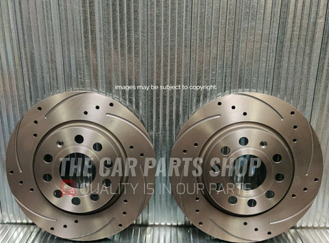 2 X DRILLED & GROOVED REAR DISCS FOR SKODA OCTAVIA TDI MK2 BRAND NEW